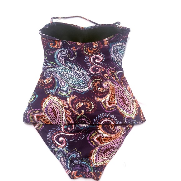 Ralph Lauren Captiva Paisley Two Piece Bandeau Tankini Swimsuit Purple Size 4 - Picture 3 of 12
